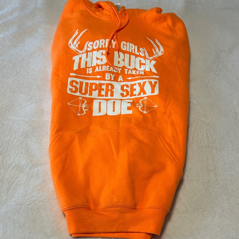 Gildan Orange Hoodie with White Print